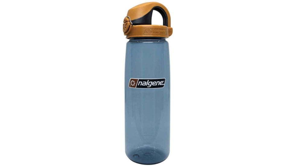 Nalgene On-The-Fly Lock-Top Sustain Bottle, 24 oz, Rhino with Brown Black Cap, 24oz, 5565-1924