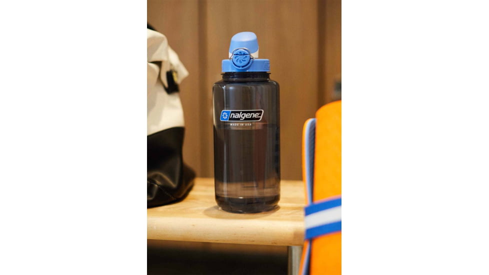 Nalgene Wide Mouth On The Fly Sustain Water Bottle, 16 oz, Gray with Seaport Cap, 32oz, 1791-2005