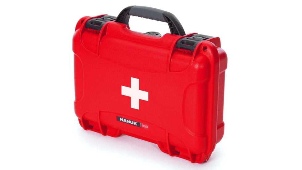 Nanuk 909 Case Empty with First Aid Logo, Red, 909S-000RD-PA0-FSA01
