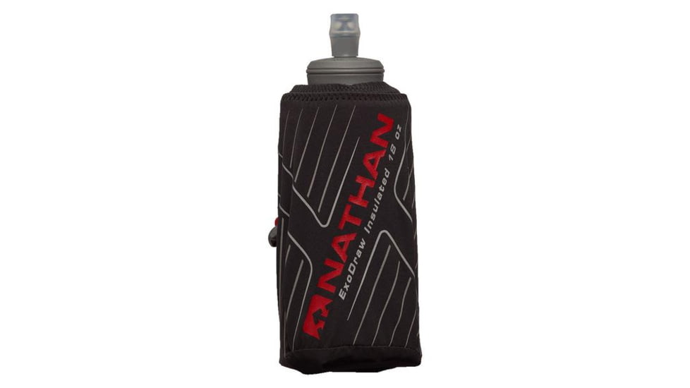 Nathan ExoDraw 2 Insulate Water Bottles, Black/High Risk Red/ Wild Dove, 18oz, NS4868-0524-00