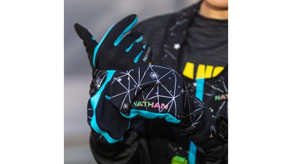 Nathan HyperNight Reflective Convertible Glove/Mitt - Womens, Galaxy Black, Extra Small, NS5511-0465-31
