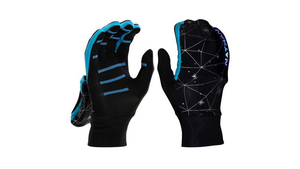 Nathan HyperNight Reflective Convertible Glove/Mitt - Womens, Galaxy Black, Extra Small, NS5511-0465-31