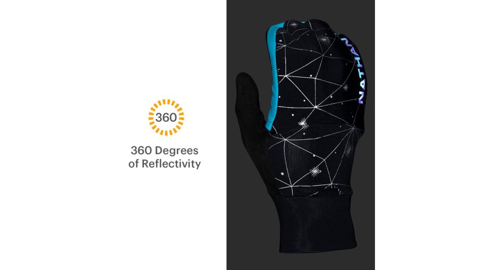 Nathan HyperNight Reflective Convertible Glove/Mitt - Womens, Galaxy Black, Extra Small, NS5511-0465-31