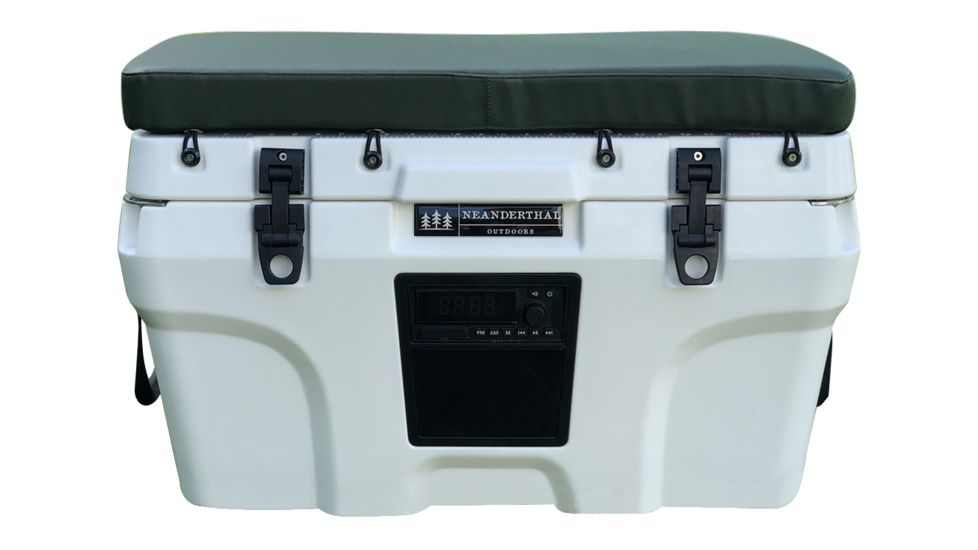 Neanderthal Outdoors Nomad 70 Quartt Cooler, White with Green Cushion, 70 Quart, NOM-1204