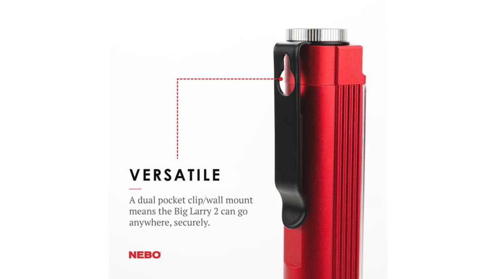 Nebo Big Larry 2 COB LED Flashlight, AA, White/Red COB, 500 Lumens, Red, NEB-WLT-0002