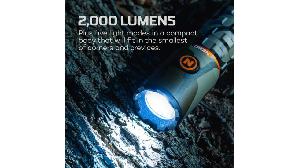 Nebo Torchy 2K Li-ion 18650 Rechargeable Battery 2000 Lumens LED Flashlight, MossyOak Bottomland, NEB-FLT-1062