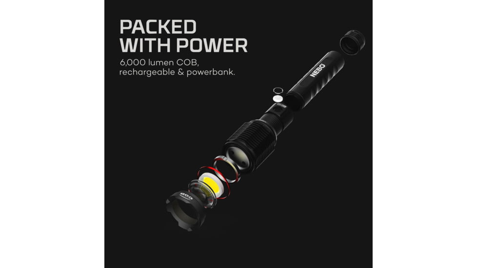 Nebo Redline COB LED Flashlight, Lithium Ion, White, 6000 Lumens, Black, NEB-FLT-0002