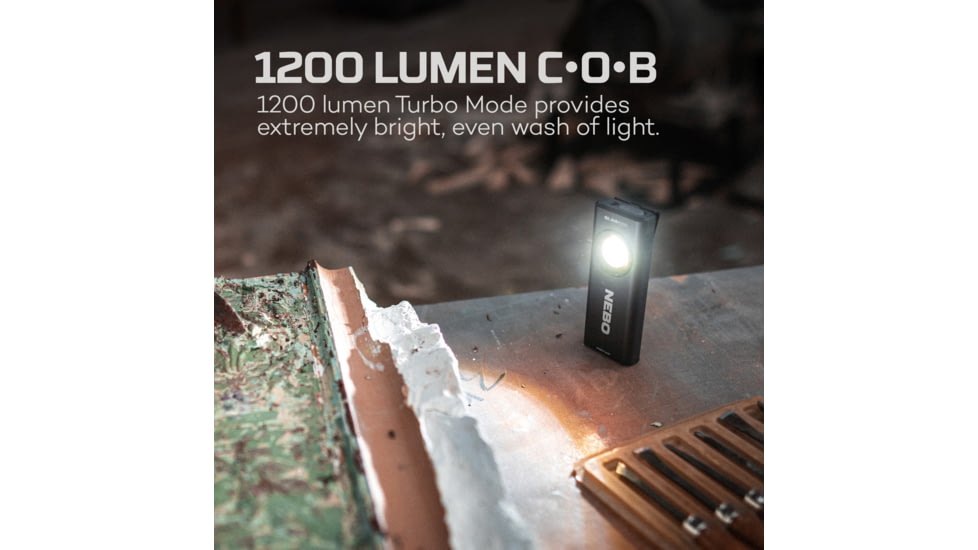 Nebo SLIM LED Flashlight, Lithium Ion, White/Red, 1200 Lumens, Black, NEB-WLT-1007