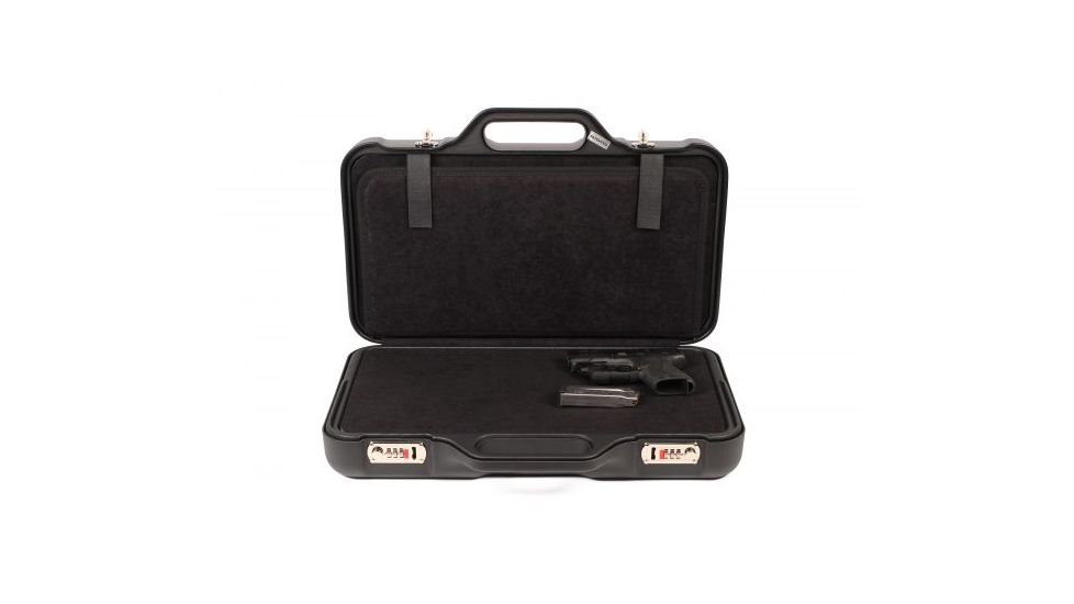 Negrini Compact Two-Sided Hard Gun Case, Black/Black, L19.9in x W14in x D4.7in 3038R/5131
