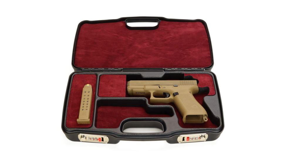 Negrini Hybri-Tech RMR Capable Locking Pistol Case, Black/Bordeaux, Full Size Pistol, 2039iR/6521