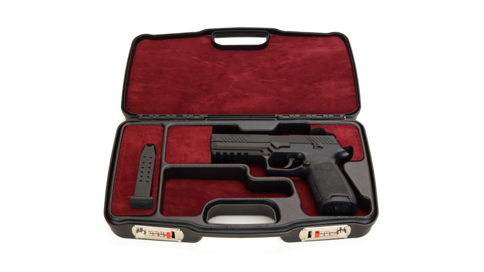 Negrini Hybri-Tech RMR Capable Locking Pistol Case, Black/Bordeaux, Full Size Pistol, 2039iR/6521