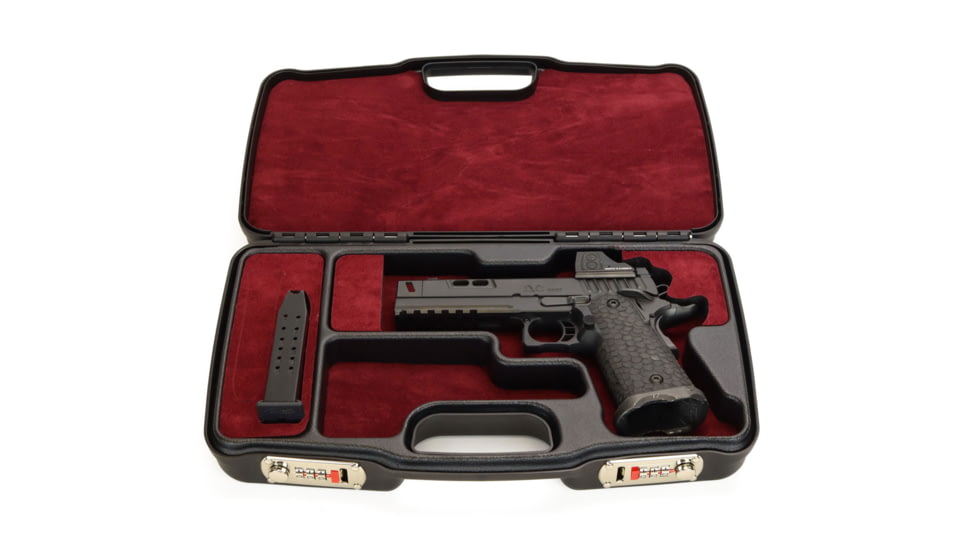 Negrini Hybri-Tech RMR Capable Locking Pistol Case, Black/Bordeaux, Full Size Pistol, 2039iR/6521