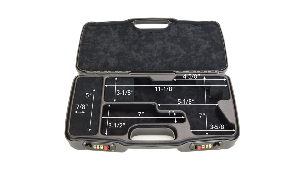 Negrini Hybri-Tech RMR Capable Locking Pistol Case, Gray/Black, Full Size Pistol, 2039iR/6524