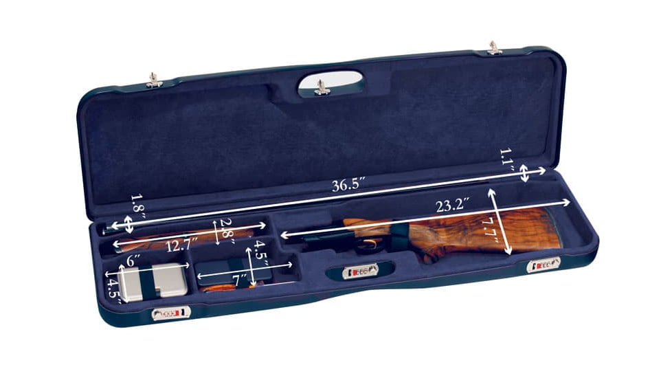 Negrini OU Deluxe High Rib Trap/Sporting Shotgun Case, Navy/Tobacco Leather/Navy Interior, 1657LX/5164