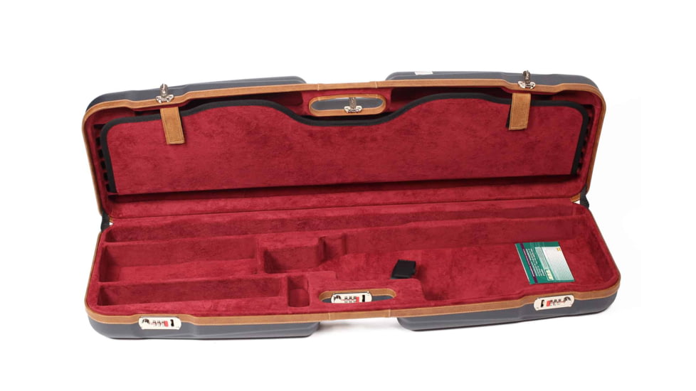 Negrini OU Deluxe Sporting Shotgun Case + Tube Set, Navy/Tobacco Leather/Navy Interior, 1622LX-TUBE/5228