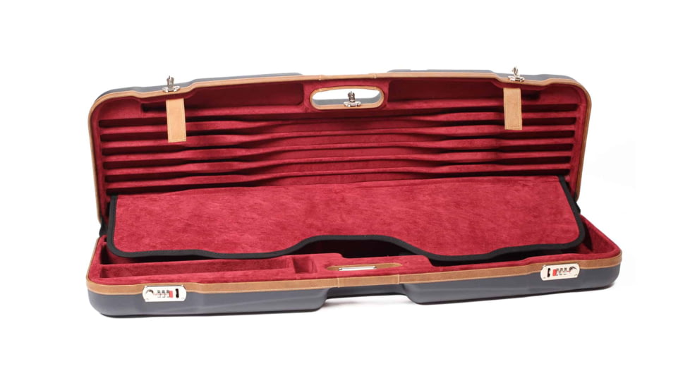 Negrini OU Deluxe Sporting Shotgun Case + Tube Set, Navy/Tobacco Leather/Navy Interior, 1622LX-TUBE/5228
