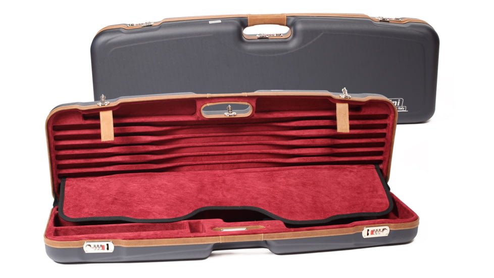 Negrini OU Deluxe Sporting Shotgun Case + Tube Set, Navy/Tobacco Leather/Navy Interior, 1622LX-TUBE/5228