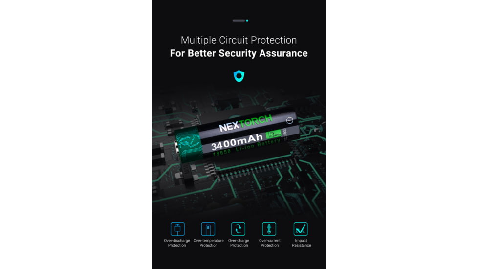 Nextorch 18650 USB-C Direct Recharge Battery, Black, BW20029