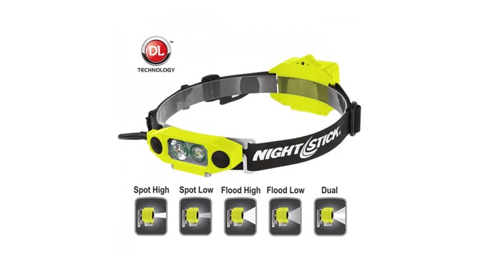 Nightstick Dicata Intrinsically Safe Low-Profile Dual-Light Headlamp, Green, XPP-5462GX