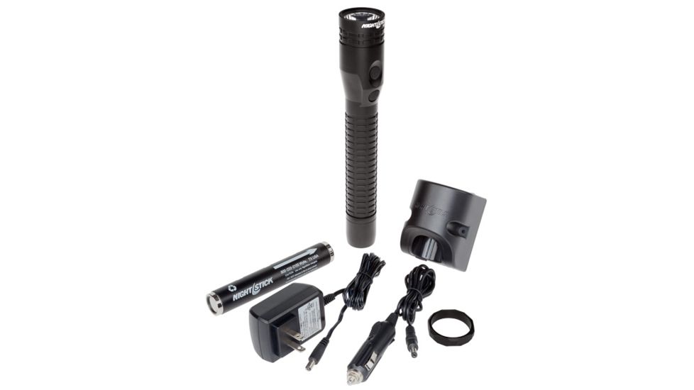 Nightstick Xtreme Lumens Duty Size Dual-Light Rechargeable 650 Lumen Metal LED Flashlight, AC Charger, DC Charger, Battery, Black NSR-9944XL