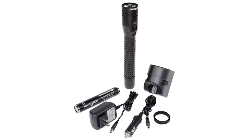 Nightstick Xtreme Lumens Duty Size Dual-Light Rechargeable 650 Lumen Metal LED Flashlight w/Tail Cap Magnet, AC Charger, DC Charger, Battery, Black NSR-9940XL