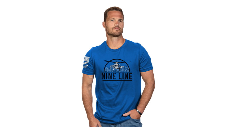 Nine Line Apparel Helicopter Men's T-shirt Ryl Blue Medium