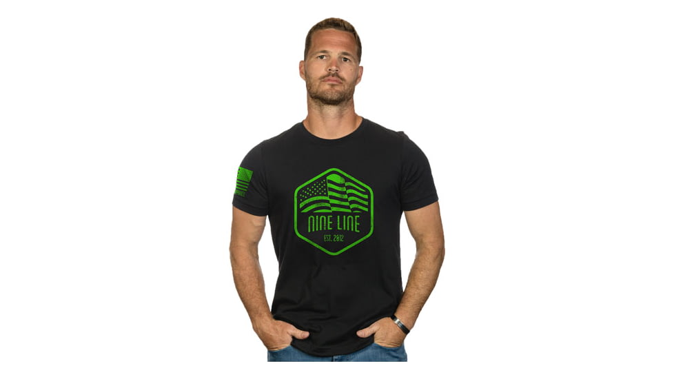 Nine Line Apparel Neon Flag Men's T-shirt Black Medium