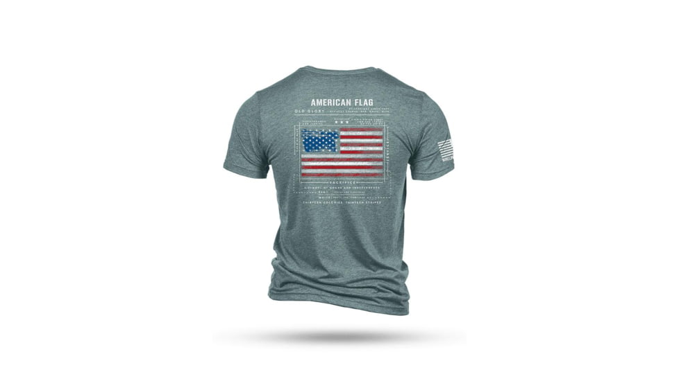 Nine Line Apparel Nine Line American Flag Schematic Short Sleeve Shirt Denim 3XL, FLAGSCH-TSTRI-DENIMTRIBLEND-3XL