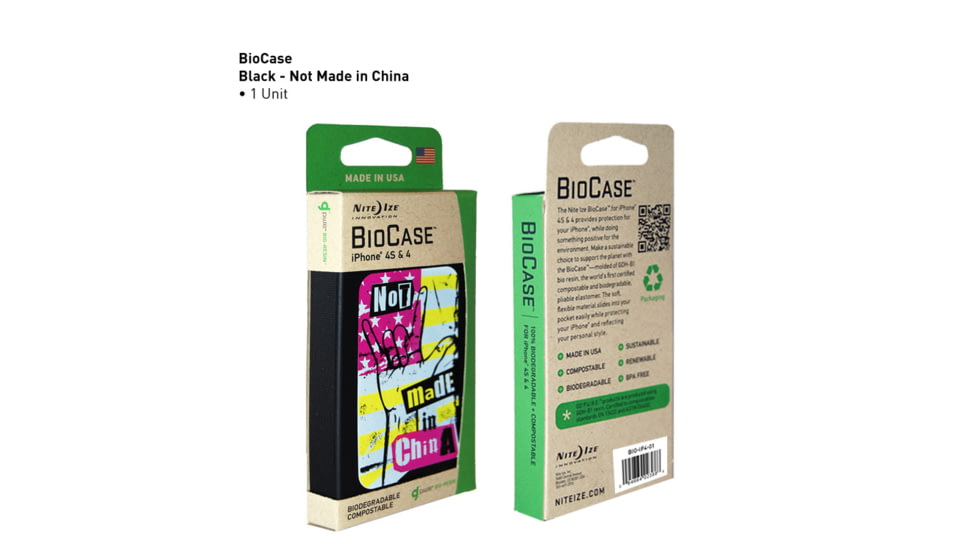 Nite Ize Biodegradable Bio Case for Iphone 4 &amp; 4S, Black Not Made in China BIO-IP4-01G2