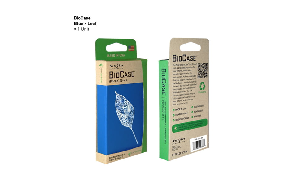 Nite Ize Biodegradable Bio Case for Iphone 4 &amp; 4S, Blue Leaf BIO-IP4-03G3