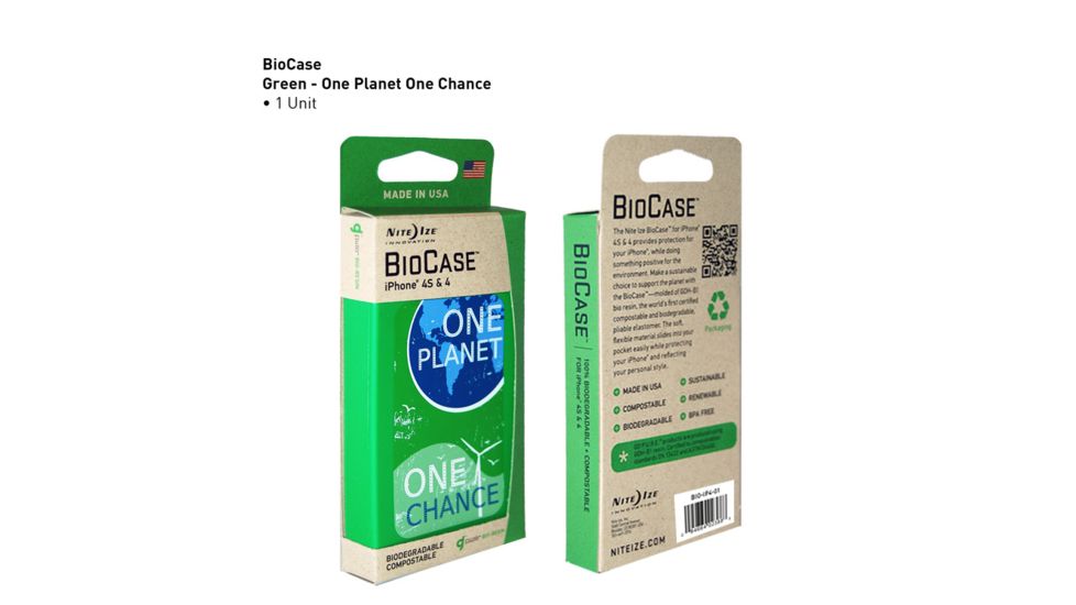 Nite Ize Biodegradable Bio Case for Iphone 4 &amp; 4S, One Planet One Chance BIO-IP4-28G4