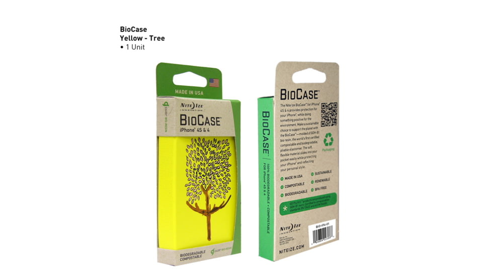 Nite Ize Biodegradable Bio Case for Iphone 4 &amp; 4S, Yellow Tree BIO-IP4-16G6