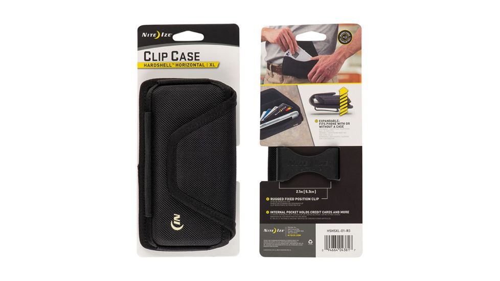 Nite Ize Clip Case Hardshell Horizontal Universal Rugged Holster, Black, Extra Large, HSHSXL-01-R3