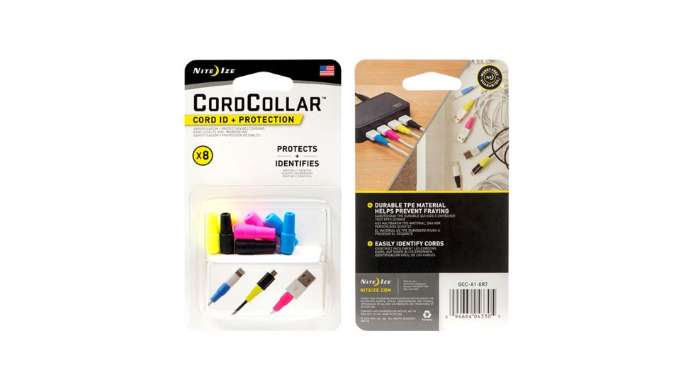 Nite Ize CordCollar Cord ID Plus Protection, 8 pack, Assorted, Universal GCC-A1-8R7