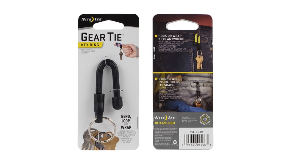 Nite Ize Gear Tie Key Ring, Black, KGL-01-R6