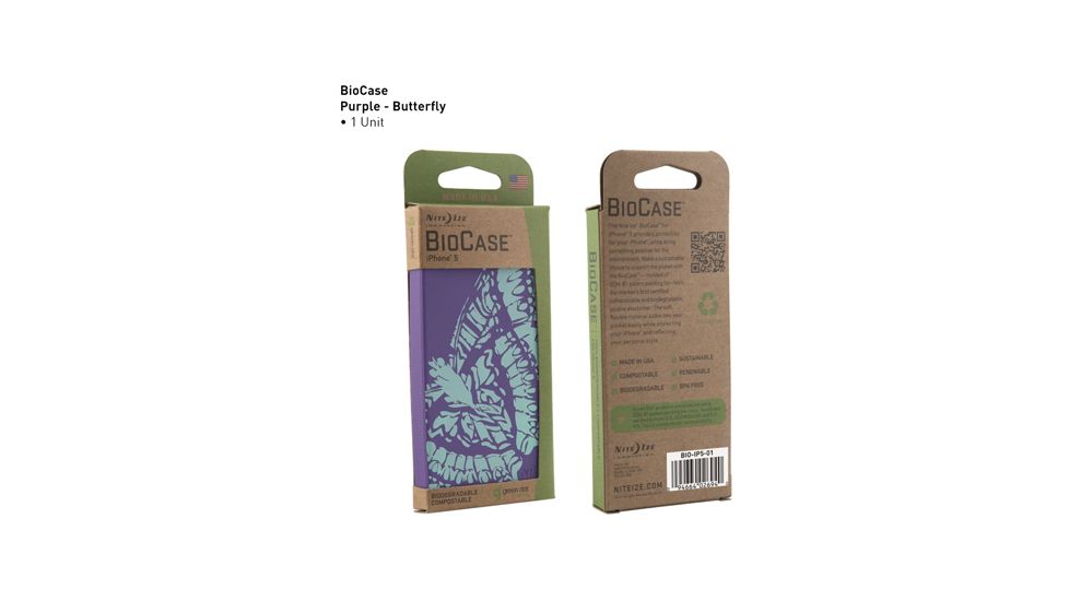 Nite Ize iPhone 5 BioCase - Purple Butterfly Print BIO-IP5-23G1