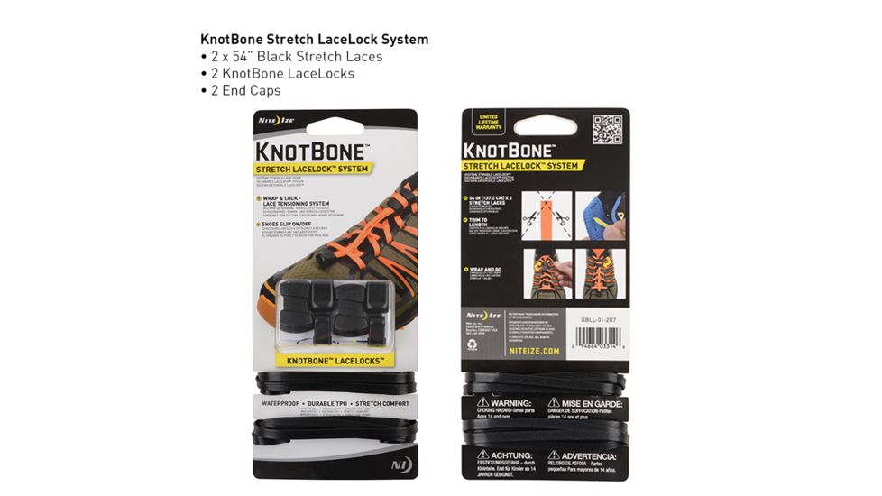 Nite Ize KnotBone Stretch LaceLock System,Black KBLL-01-2R7