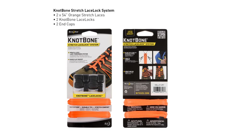 Nite Ize KnotBone Stretch LaceLock System,Bright Orange KBLL-31-2R7