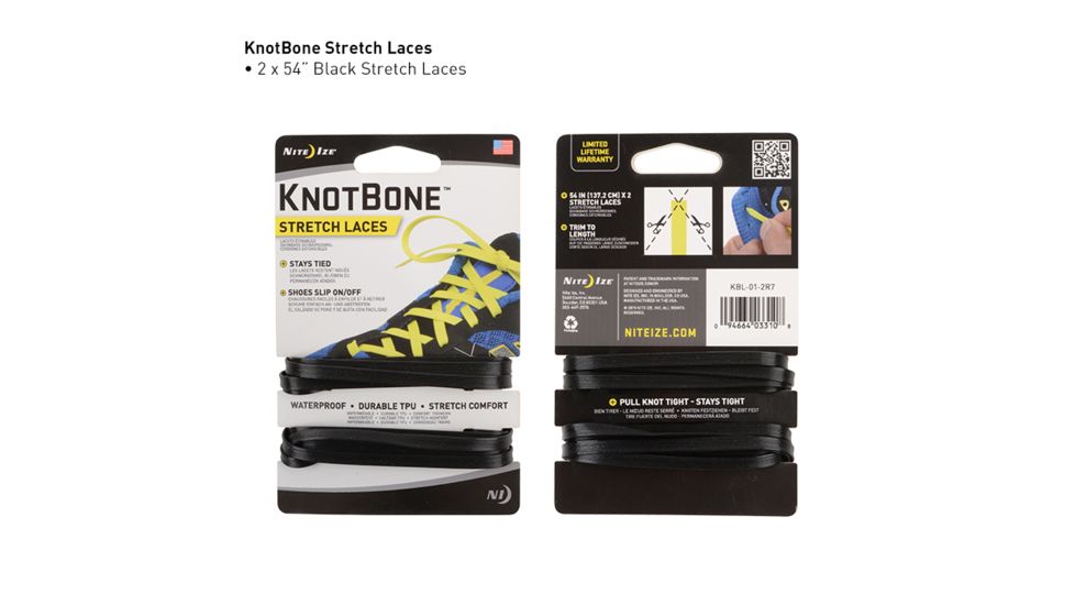 Nite Ize KnotBone Stretch Laces,Black KBL-01-2R7