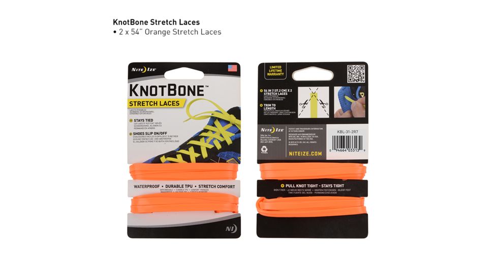 Nite Ize KnotBone Stretch Laces,Bright Orange KBL-31-2R7