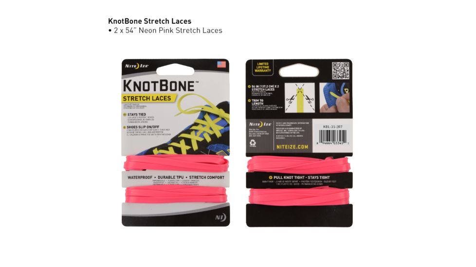 Nite Ize KnotBone Stretch Laces,Neon Pink KBL-35-2R7