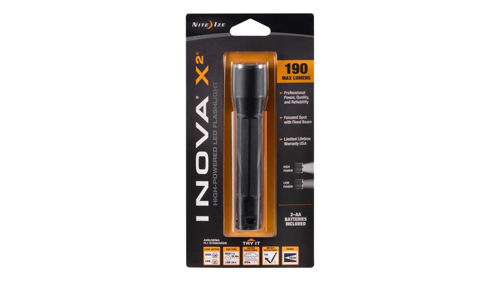 Nite Ize X2 - Aa Powered Led Flashlight, Black - X2B-01-R7