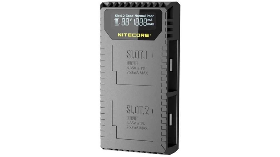 Nitecore Battery Charger, GoPro Hero 5 Black Li-ion, 2 Channels, 750 mA Max Charge Current, Black, UGP5