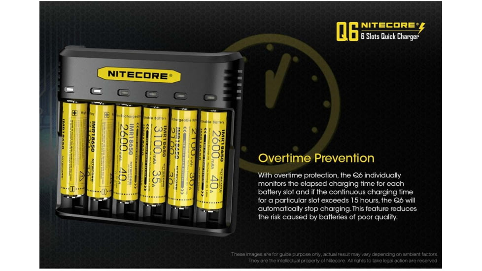Nitecore Battery Charger, IMR/ Li-ion, 6 Channels, 2000 mA Max Charge Current, Black, Q6