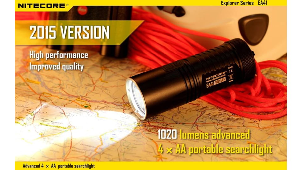Nitecore EA41 Explorer Series 1020 Lumen Pocket Search Flashlight, Black, 6952506401321