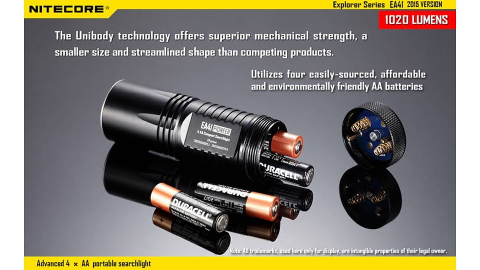 Nitecore EA41 Explorer Series 1020 Lumen Pocket Search Flashlight, Black, 6952506401321