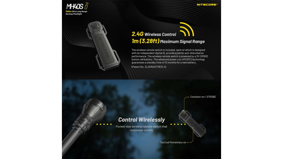 Nitecore MH40S Luminengin G9 LED Long Throw Rechargeable Flashlight, 21700, White, 1500 Lumens, Black, 6952506407347