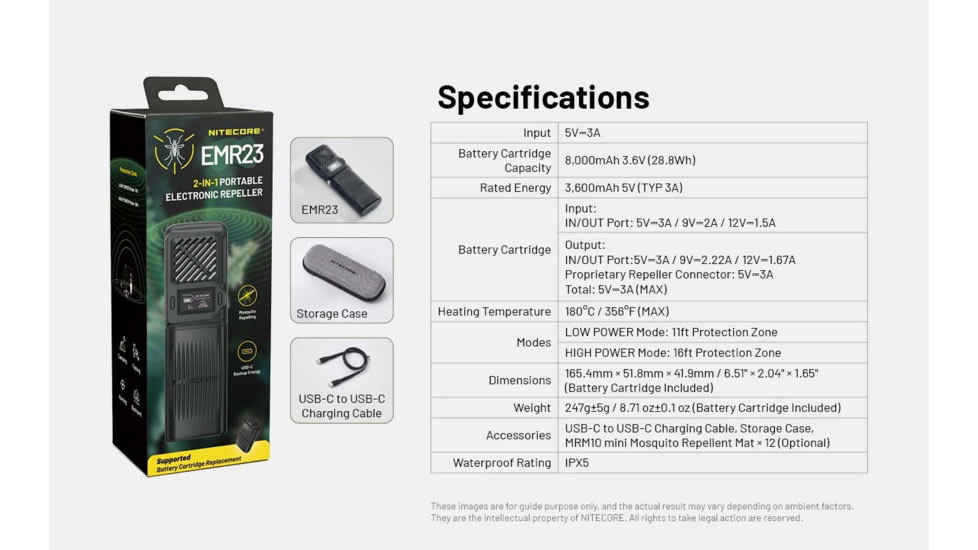 Nitecore EMR23 USB-C Rechargeable 2-in-1 Electronic Mosquito Repeller