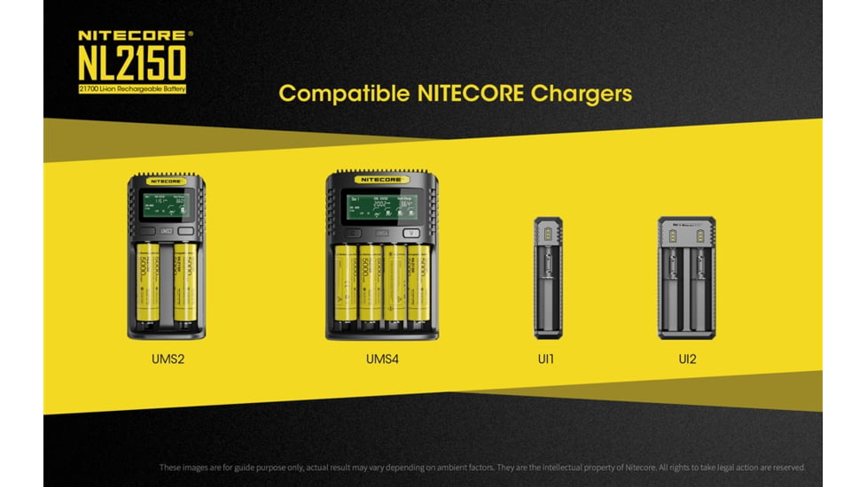 Nitecore NL2150 21700 5000mAh Rechargeable Li-ion Battery, Yellow, 6952506492848
