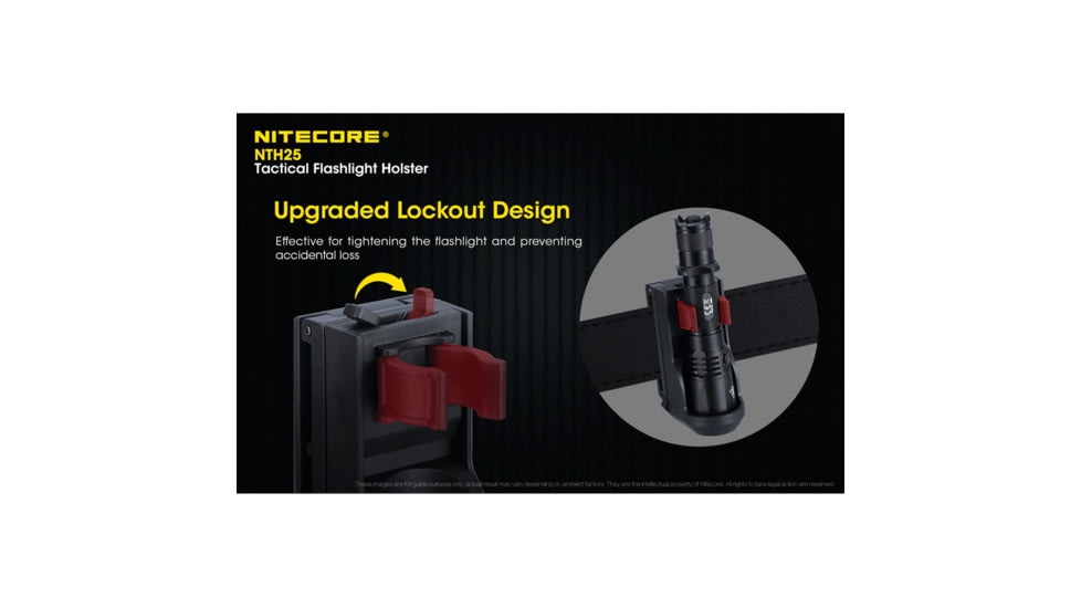 Nitecore NTH25 Rotary Flashlight Holster with Adjustable Belt Clip, Black, 6952506493265